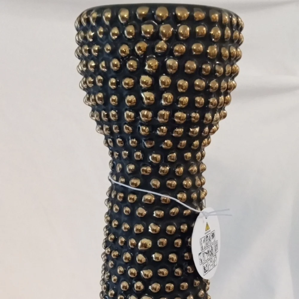 Chic Studded Black Candle Holder